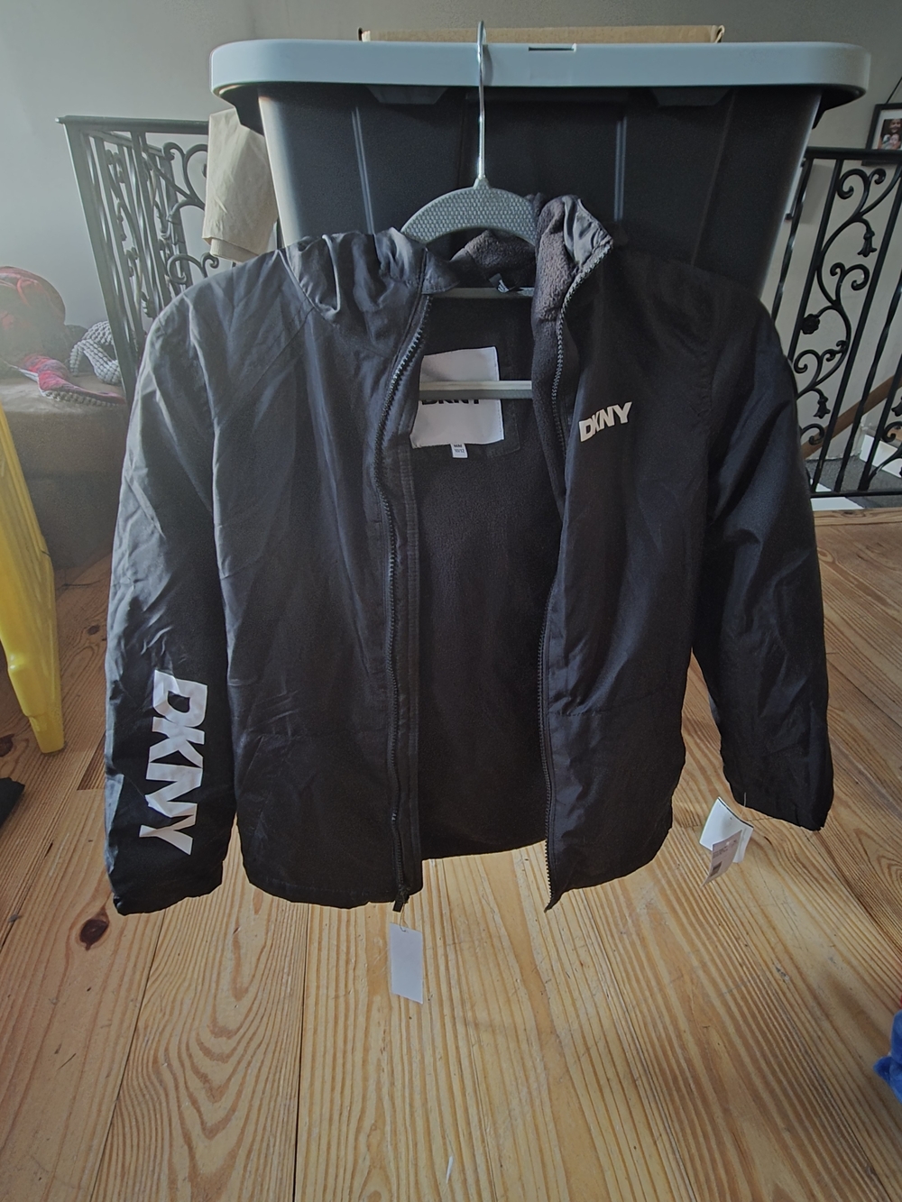 DKNY Black Hooded Puffer Jacket for Kids